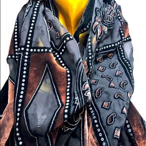 Fringed laser cut copper and black scarf/wrap like new better in person